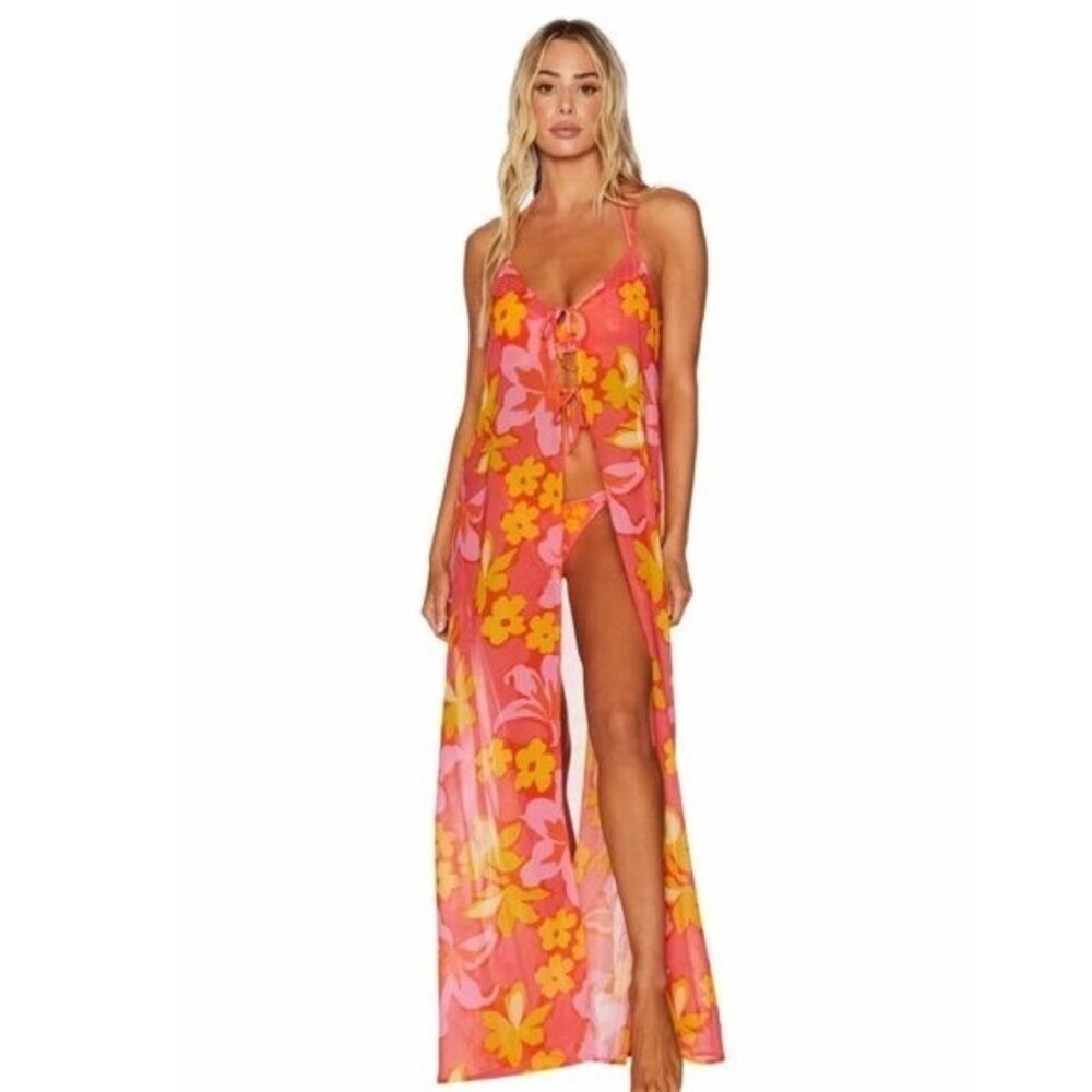 Beach Riot Talia Sheer Coverup in Hula Hibiscus Size XL